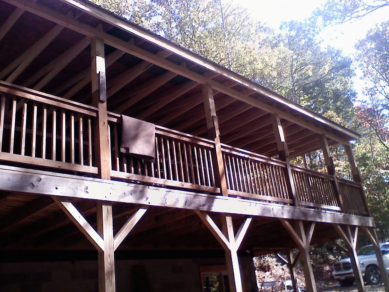 Timber framing under a new elevated porch and deck — Roof Leak Repair in Guffey by Roofing Brothers